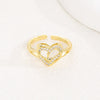 Wholesale Women's Copper Love Heart Shape Ring With English Letters And Electroplating Treatment