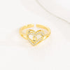 Wholesale Women's Copper Love Heart Shape Ring With English Letters And Electroplating Treatment