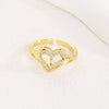 Wholesale Women's Copper Love Heart Shape Ring With English Letters And Electroplating Treatment