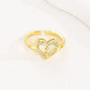 Wholesale Women's Copper Love Heart Shape Ring With English Letters And Electroplating Treatment