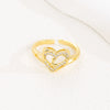 Wholesale Women's Copper Love Heart Shape Ring With English Letters And Electroplating Treatment