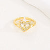 Wholesale Women's Copper Love Heart Shape Ring With English Letters And Electroplating Treatment