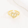 Wholesale Women's Copper Love Heart Shape Ring With English Letters And Electroplating Treatment