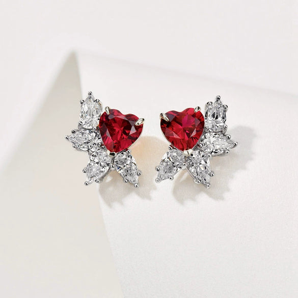 Wholesale Women's Copper Loveshaped Water Drop Flower Earrings With Electroplating Treatment And Floral Design
