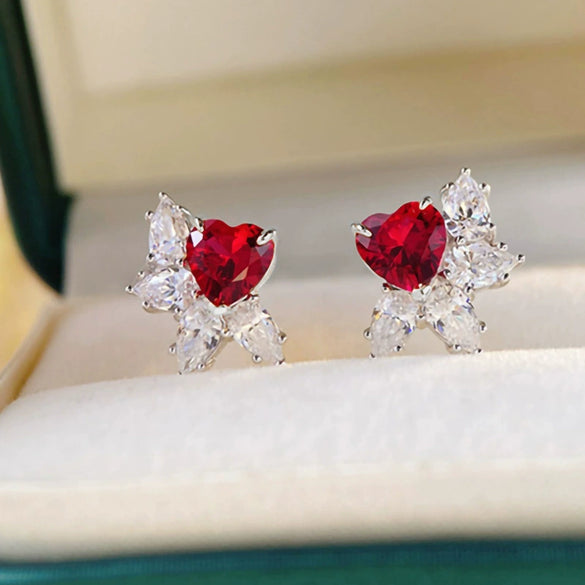 Wholesale Women's Copper Loveshaped Water Drop Flower Earrings With Electroplating Treatment And Floral Design