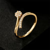 Wholesale Women's Copper Micro Inlaid Zircon Geometric Opening Ring With Real Gold Plating