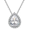 Wholesale Women's Copper Microinlaid Water Drop Emerald Zircon Necklace With Geometric Pattern And Mixed Gem Inlay