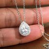 Wholesale Women's Copper Microinlaid Water Drop Emerald Zircon Necklace With Geometric Pattern And Mixed Gem Inlay