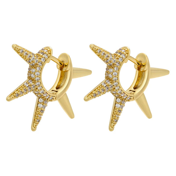 Wholesale Women's Copper Microinlaid White Diamond Spiked Irregular Singlesided Electroplated Earrings Accessories