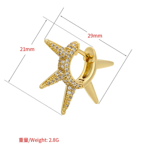 Wholesale Women's Copper Microinlaid White Diamond Spiked Irregular Singlesided Electroplated Earrings Accessories