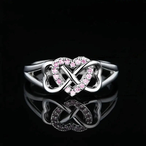 Wholesale Women's Copper Microinlaid Zircon Heart Love Ring Sweater Accessories
