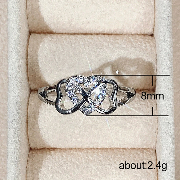 Wholesale Women's Copper Microinlaid Zircon Heart Love Ring Sweater Accessories
