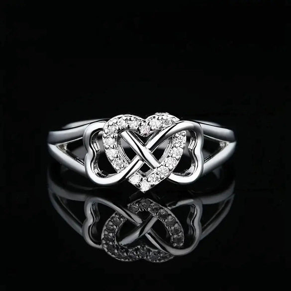 Wholesale Women's Copper Microinlaid Zircon Heart Love Ring Sweater Accessories