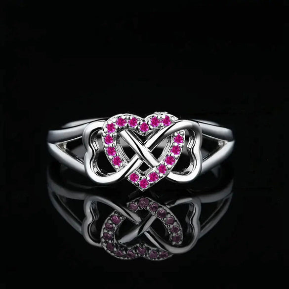 Wholesale Women's Copper Microinlaid Zircon Heart Love Ring Sweater Accessories