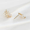 Wholesale Women's Copper Mirror Earrings With Leaves Pattern And Zircon Design