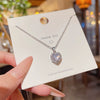 Wholesale Women's Copper Mixed Gemstone Setting Zircon Heart Shape Tassel Cross Chain Necklace