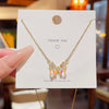 Wholesale Women's Copper Mixed Gemstone Setting Zircon Heart Shape Tassel Cross Chain Necklace