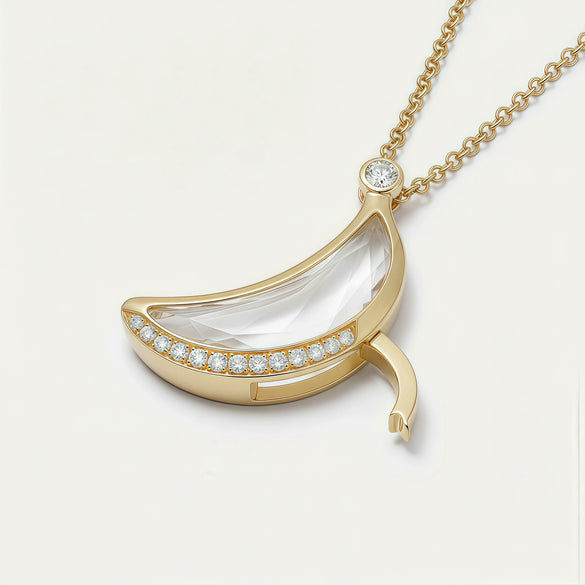 Wholesale Women's Copper Moon Pendant Necklace With Ochain 18K Gold Electroplated Jewelry