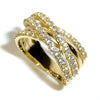 Wholesale Women's Copper Multi Layer Cross Ring With Zirconia Micro Inlay And Geometric Design Jewelry