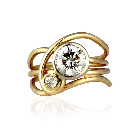 Wholesale Women's Copper Multilayer Irregular Line Zircon Geometric Ring