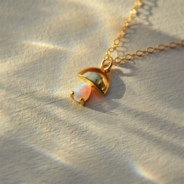 Wholesale Women's Copper Mushroom Opal Inlaid Jewelry With Geometric And Leaf Patterns Electroplated