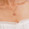 Wholesale Women's Copper Necklace With Electroplating Fourleaf Clover Flower Pendant Inlaid With Zircon Light Luxury Style