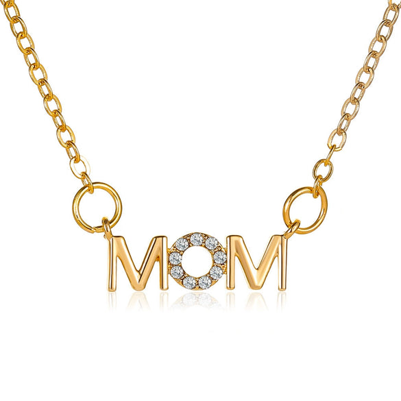 Wholesale Women's Copper Necklace With English Alphabet Mother Pendant And Cross Chain Creative Holiday Gift