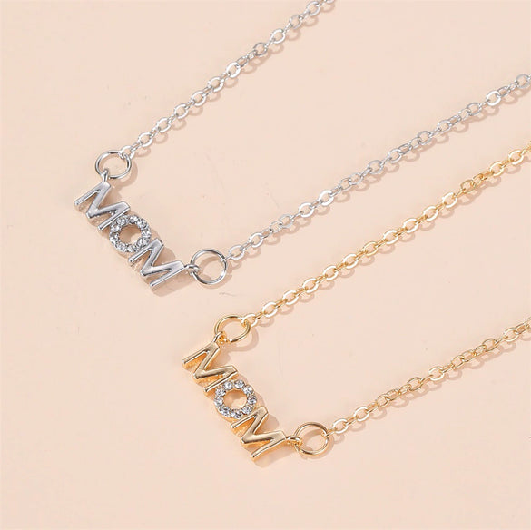 Wholesale Women's Copper Necklace With English Alphabet Mother Pendant And Cross Chain Creative Holiday Gift