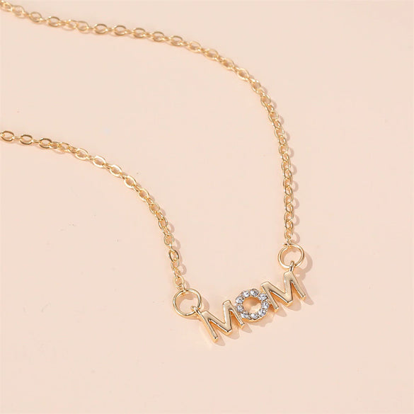 Wholesale Women's Copper Necklace With English Alphabet Mother Pendant And Cross Chain Creative Holiday Gift