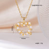 Wholesale Women's Copper Necklace With Heart Shape Pendant Inlaid With Mixed Gemstone And Zircon In Light Luxury Style And Electroplated