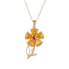 Wholesale Women's Copper Necklace With Micropaved Zircon Sunflower Pendant And Stainless Steel O Word Chain Electroplated Light Luxury Style