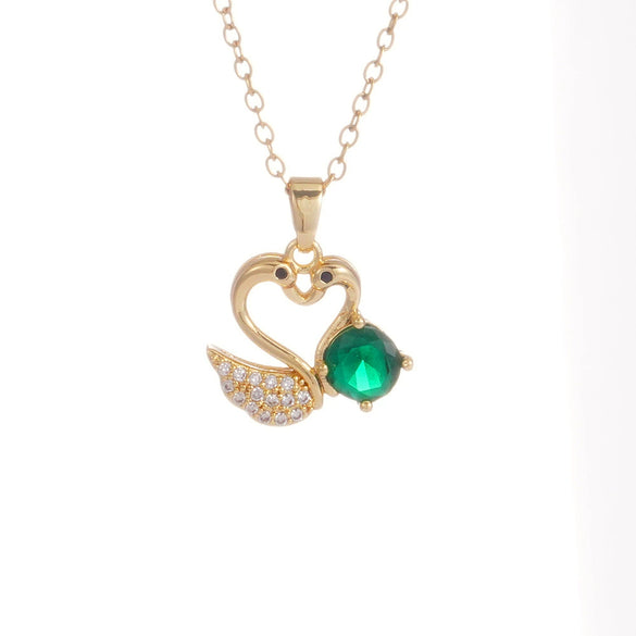 Wholesale Women's Copper Necklace With Swan Shape Inlaid With Zircon Electroplated Light Luxury Design Cross Chain