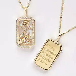 Wholesale Women's Copper O Chain Twelve Constellations Geometric Style Electroplated Necklace