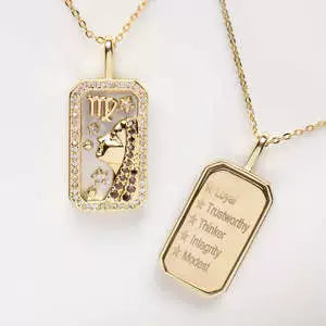Wholesale Women's Copper O Chain Twelve Constellations Geometric Style Electroplated Necklace