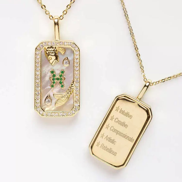 Wholesale Women's Copper O Chain Twelve Constellations Geometric Style Electroplated Necklace