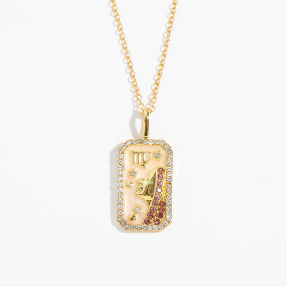 Wholesale Women's Copper O Chain Twelve Constellations Geometric Style Electroplated Necklace