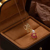 Wholesale Women's Copper O Word Chain Flower Shaped Mixed Gemstone Setting Electroplated Zircon Necklace