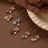 Wholesale Women's Copper O Word Chain Flower Shaped Mixed Gemstone Setting Electroplated Zircon Necklace