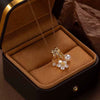 Wholesale Women's Copper O Word Chain Flower Shaped Mixed Gemstone Setting Electroplated Zircon Necklace