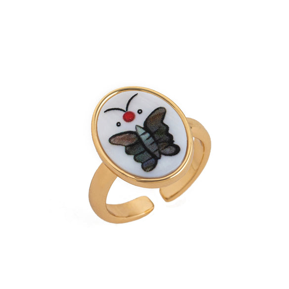 Wholesale Women's Copper Open Adjustable Ring With Animal Zodiac Pattern And Electroplating Design