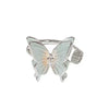 Wholesale Women's Copper Open Ring With Gradient Color Butterfly Zircon And Electroplating Treatment