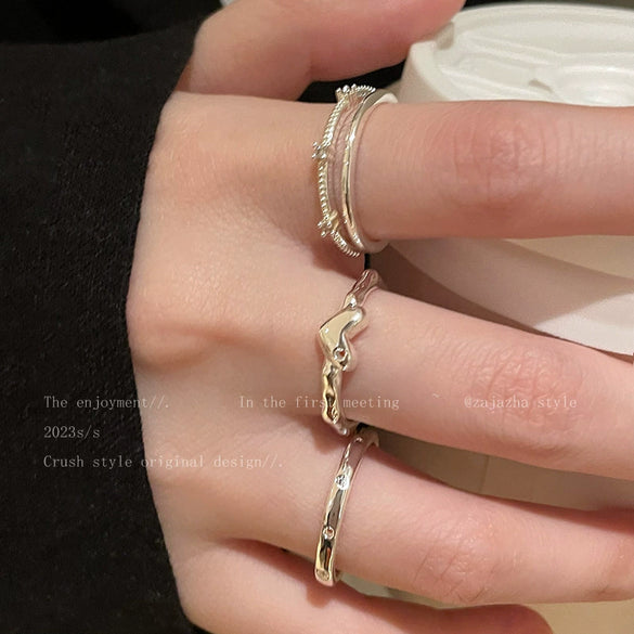 Wholesale Women's Copper Open Ring With Heart And Geometric Pattern Electroplated