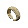 Wholesale Women's Copper Open Ring With Vintage Carved Geometric Pattern And Microinlaid Diamond Electroplated