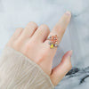 Wholesale Women's Copper Open Rotating Flower Ring With Electroplating Treatment