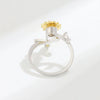 Wholesale Women's Copper Open Rotating Sunflower And Daisy Ring With Electroplating In Plants And Flowers Style