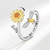 Wholesale Women's Copper Open Rotating Sunflower And Daisy Ring With Electroplating In Plants And Flowers Style
