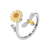 Wholesale Women's Copper Open Rotating Sunflower And Daisy Ring With Electroplating In Plants And Flowers Style