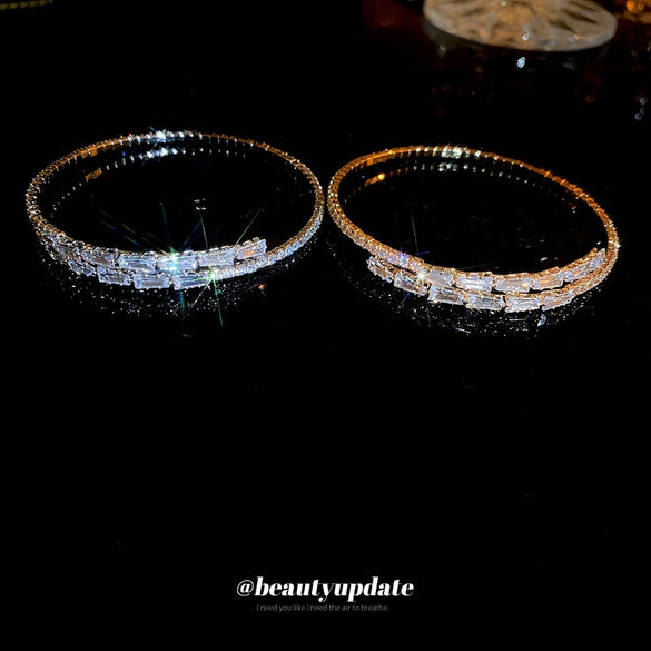 Wholesale Women's Copper Open Round Zircon Geometric Light Luxury Fashion Bracelet