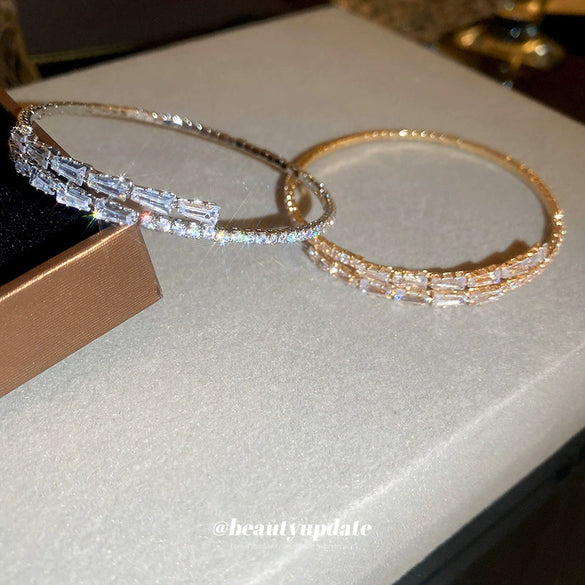Wholesale Women's Copper Open Round Zircon Geometric Light Luxury Fashion Bracelet