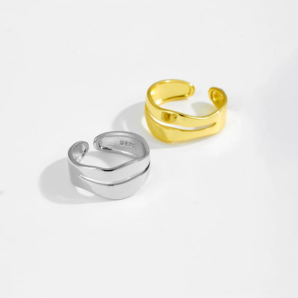 Wholesale Women's Copper Opening Adjustable Ring Geometric Style Electroplated